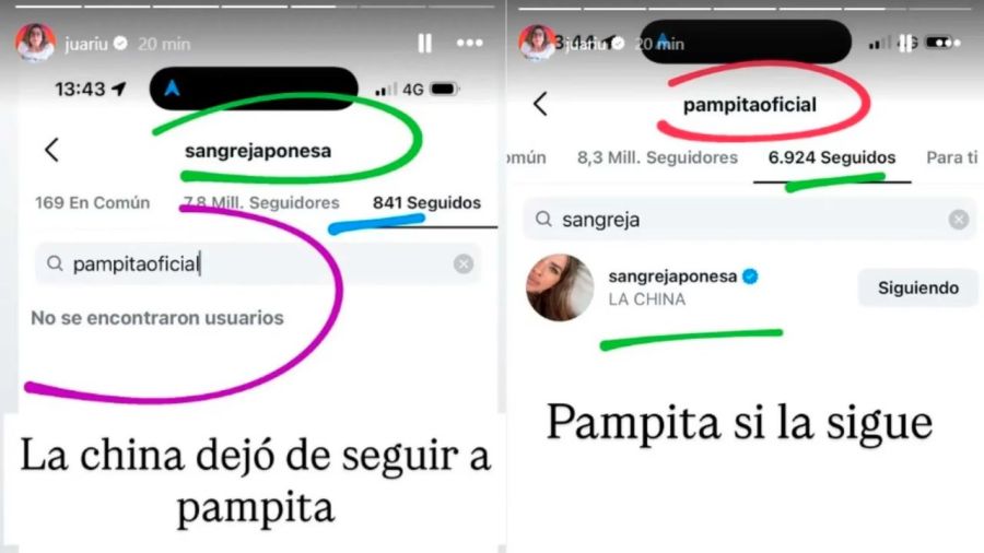 El particular gesto de Pampita luego que la China Suárez la eliminara de redes sociales: 