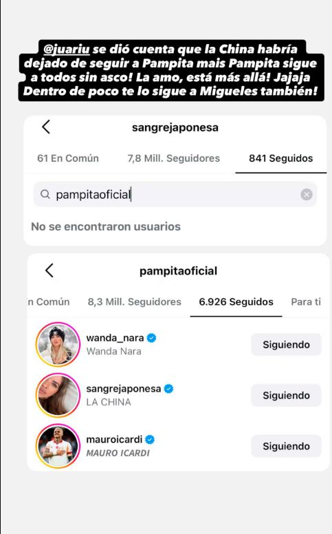 El particular gesto de Pampita luego que la China Suárez la eliminara de redes sociales: 