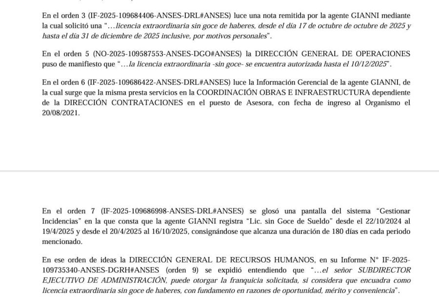 El nuevo pedido de licencia de Leila Gianni