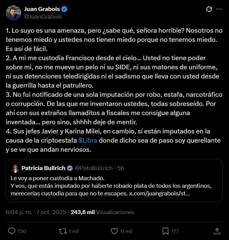 Juan Grabois Patricia Bullrich 20251007