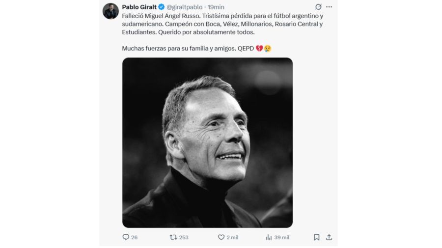 Los mensajes por la muerte de Miguel Ángel Russo