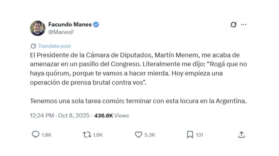 Martín Menem y Facundo Manes