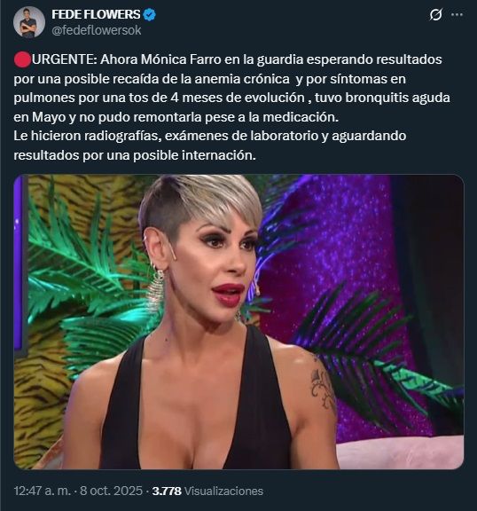 Mónica Farro y su problema de salud