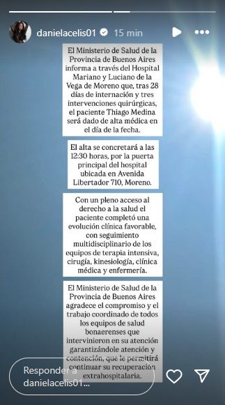 Thiago Medina será dado de alta 2
