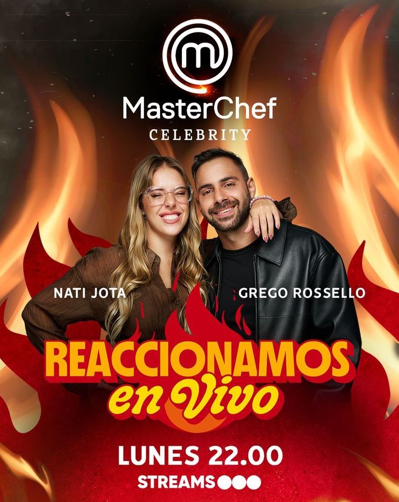 Nati Jota y Grego Rossello en Masterchef Celebrity Stream