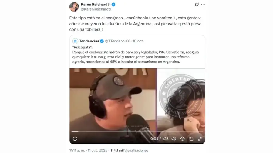 Karen Reichardt cruzó a “Pitu” Salvatierra