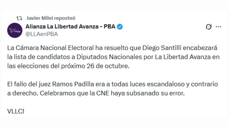 Posteo de La Libertad Avanza