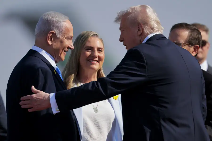 President Donald Trump is welcomed by Benjamin Netanyahu.