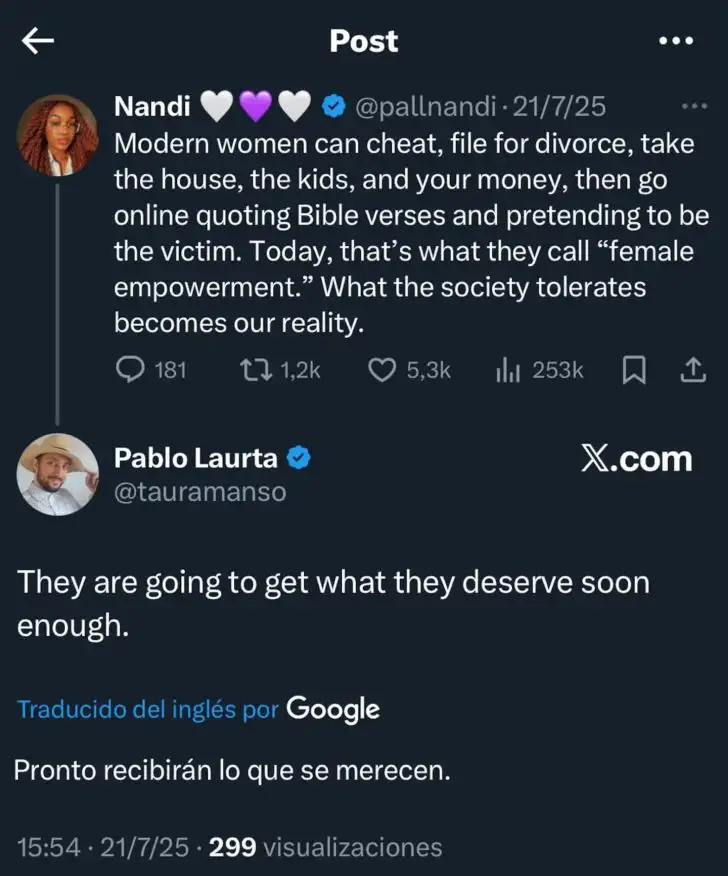 Posteo en X de Pablo Laurta