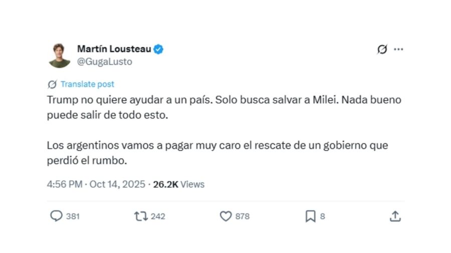 Las reacciones de los opositores ante las palabras de Trump sobre Milei
