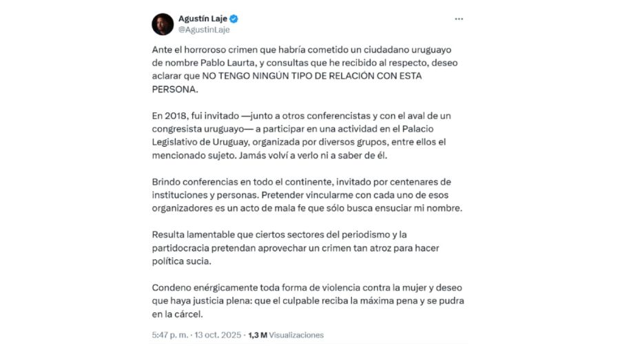 Posteo de Agustín Laje