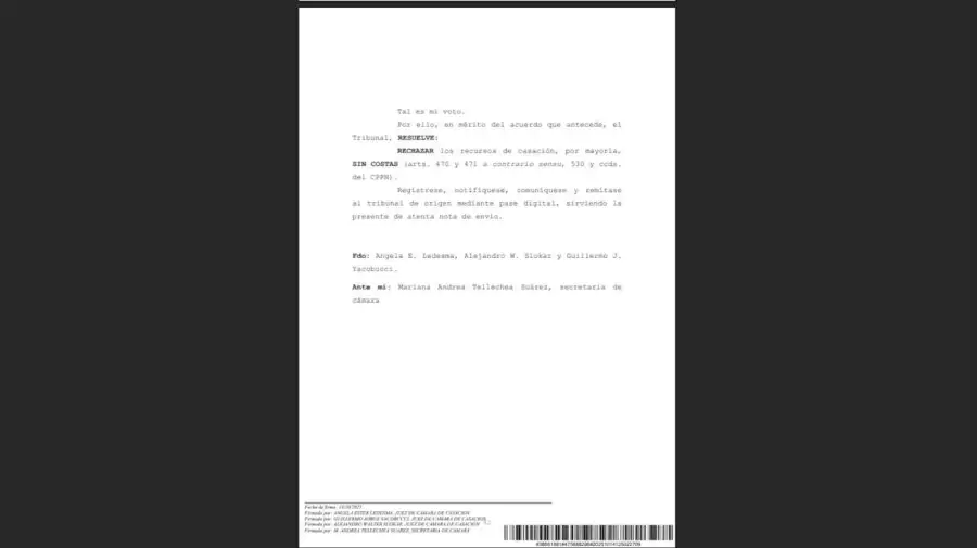 Sentencia de la Cámara de Casación Penal 20251014