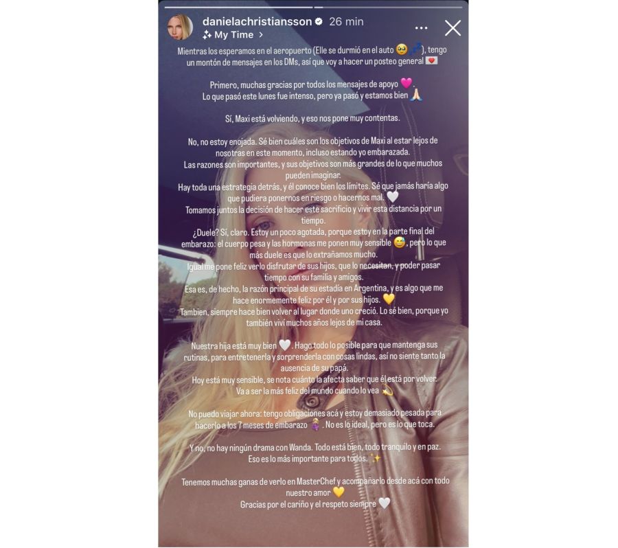 Daniela Christiansson sobre la participación de Maxi López en Masterchef Celebrity