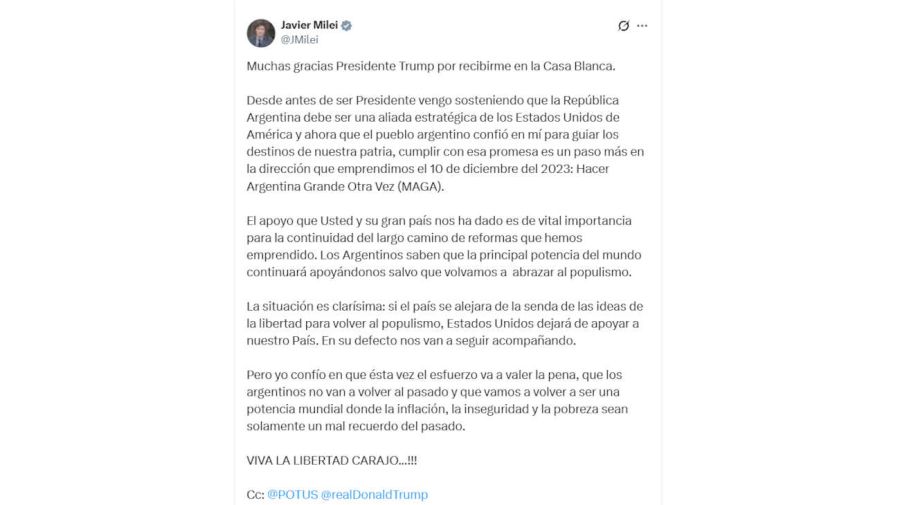 Javier Milei X 20251014