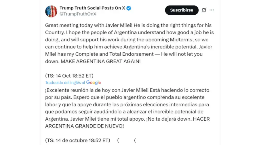 Trump Truth Social Posts On X 20251014