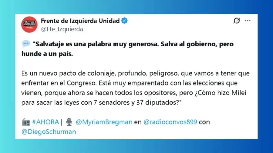 Tuit del Frente de Izquierda