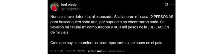 El descargo de Joel Ojeda
