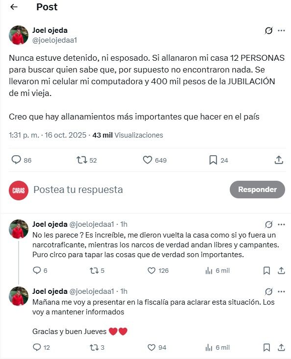Joel Ojeda descargo