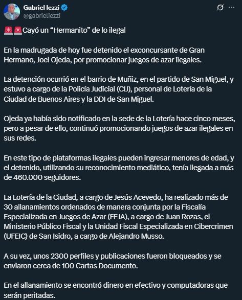 Joel Ojeda fue detenido por la policía