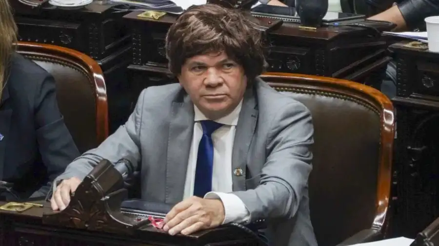 El diputado peronista Aldo Leiva con peluca al estilo de Javier Milei en la Cámara de Diputados