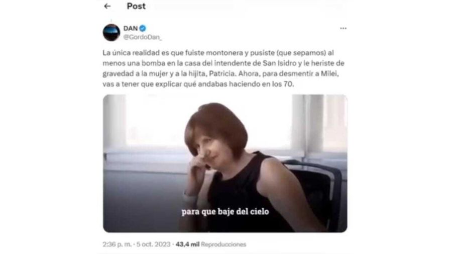 Gordo Dan sobre Patricia Bullrich en 2023