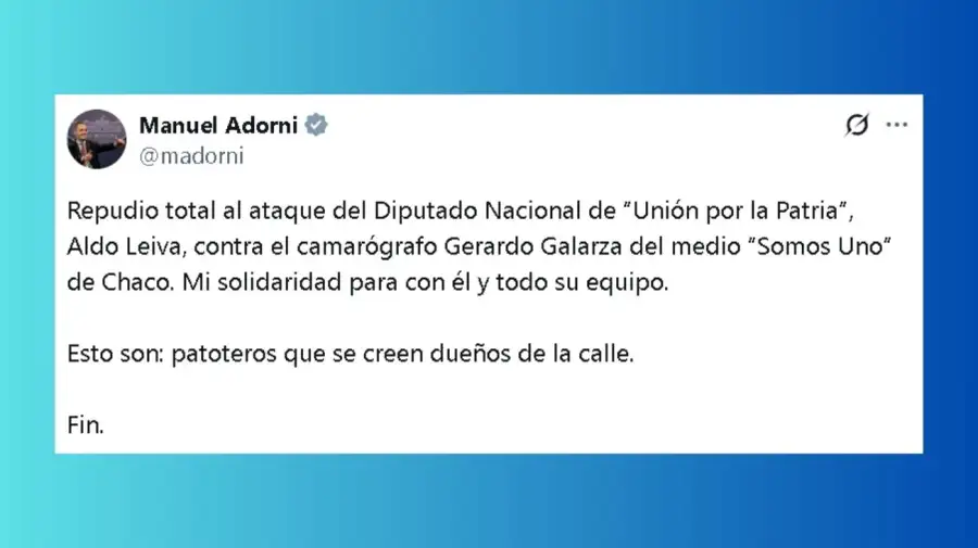 Tuit de Manuel Adorni sobre la pelea de Aldo Leiva con militantes de La Libertad Avanza