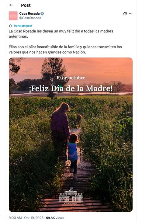 Casa Rosada por el Día de la Madre 19102025