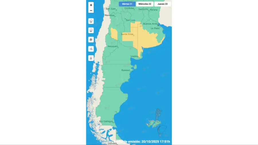 Clima martes 21 octubre
