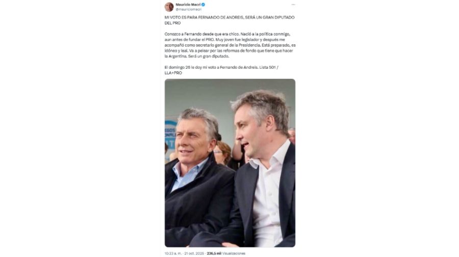 Tweet de Mauricio Macri