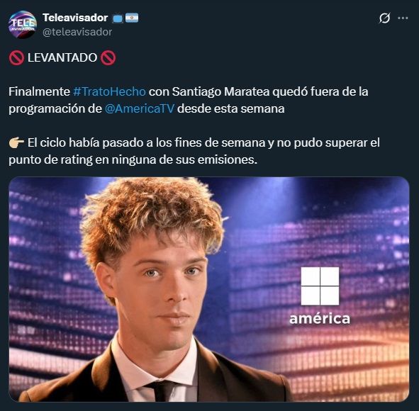 Levantaron definitivamente Trato Hecho, el programa de Santi Maratea en América TV