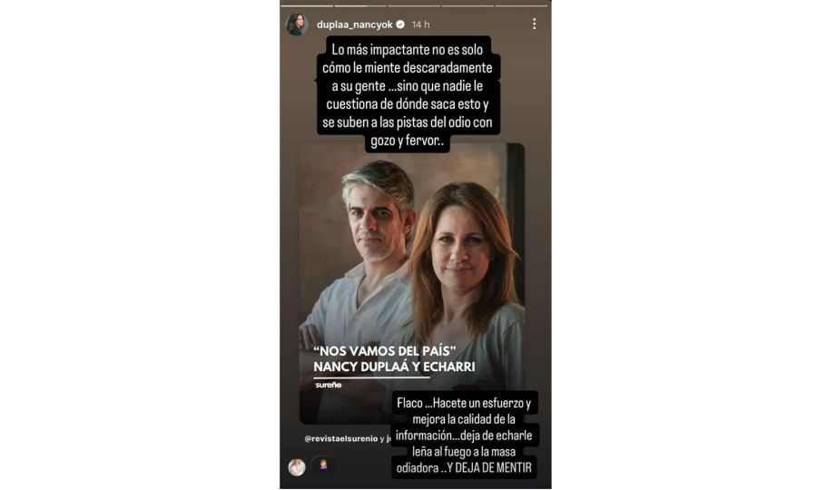 Nancy Dupláa enojada