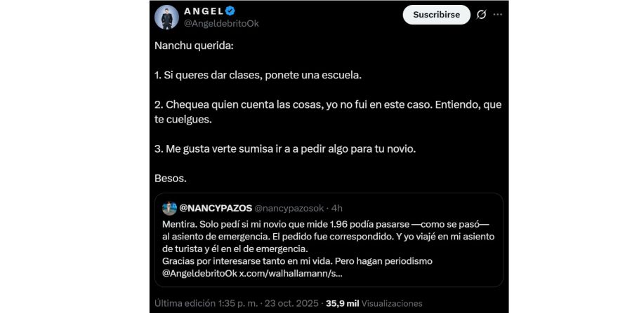 Ángel de Brito contra Nancy Pazos