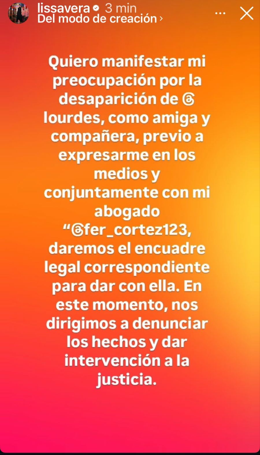 Lissa Vera sobre la desaparición de Lowrdez Fernández