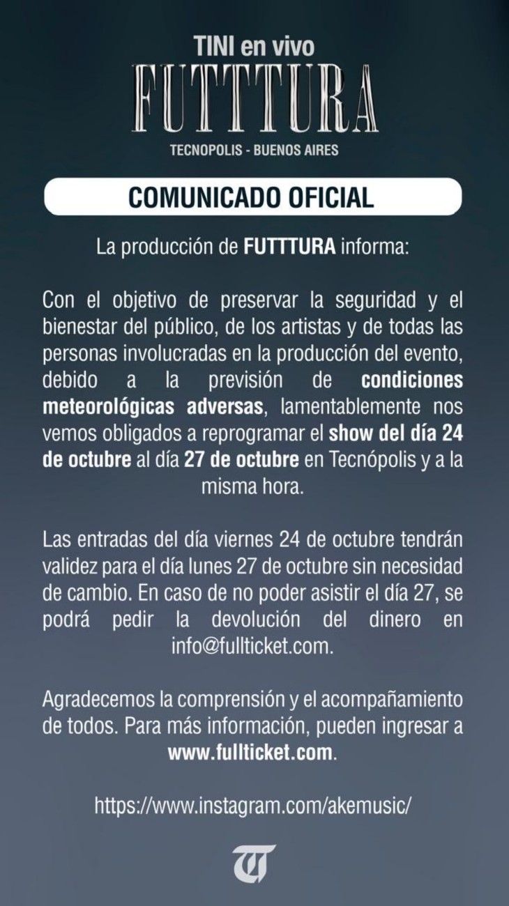 Se suspendió el primer show de Tini Stoessel