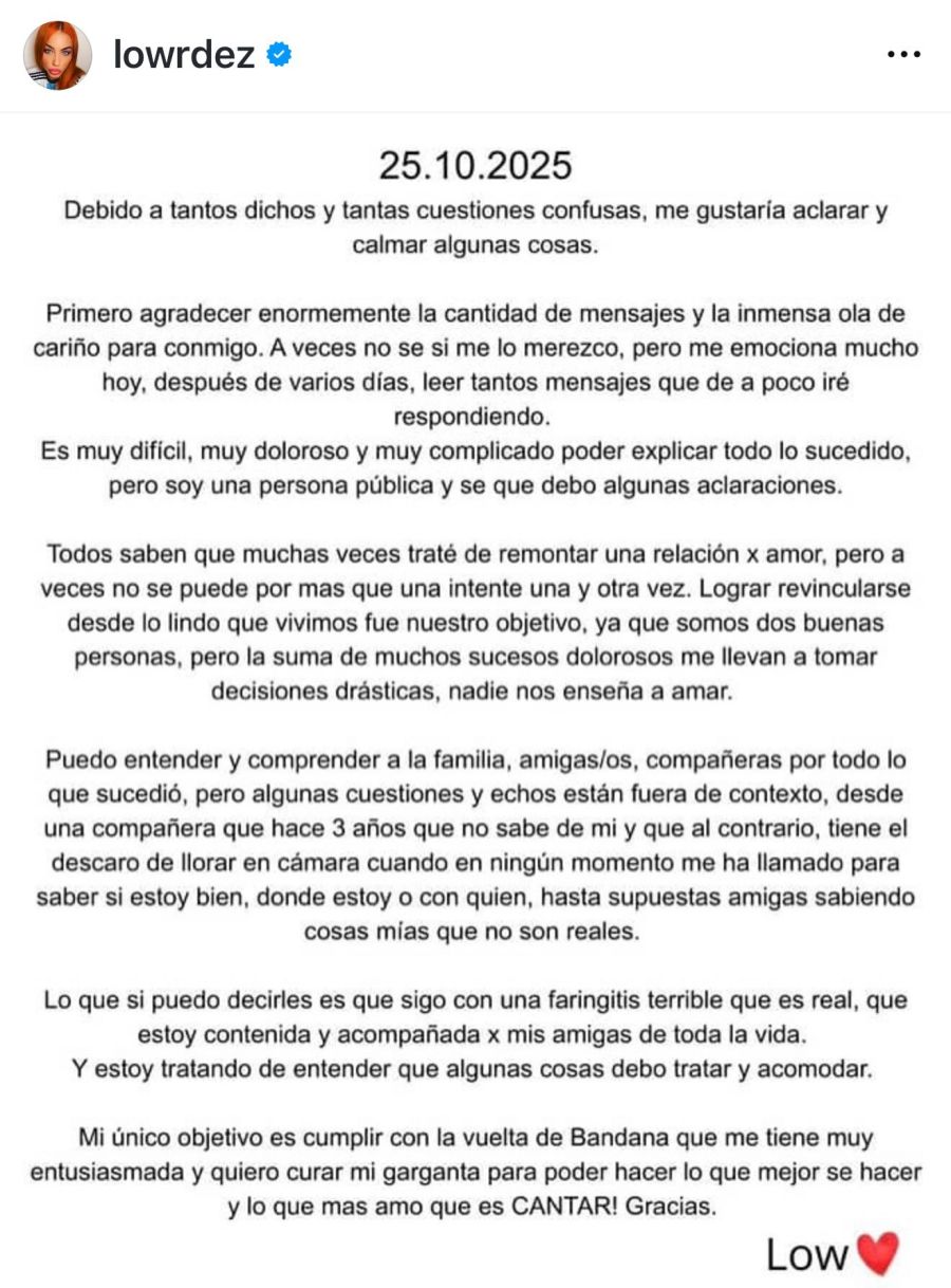 Lowrdez Fernández lanzó un comunicado tras ser rescatada de la casa de Leandro García Gómez, su exnovio