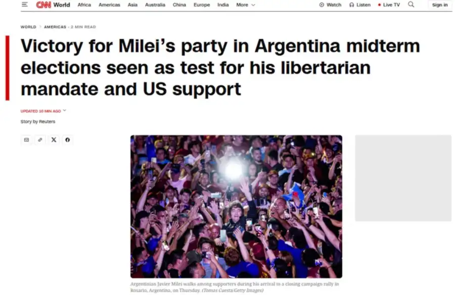 Así cubrieron los medios del mundo el triunfo de Javier Milei y La Libertad Avanza en las elecciones legislativas 2025