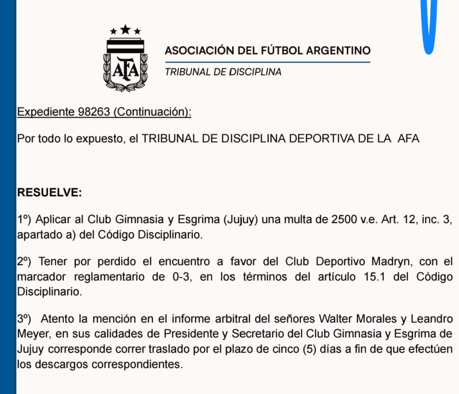 Gimnasia de Jujuy vs. Deportivo Madryn