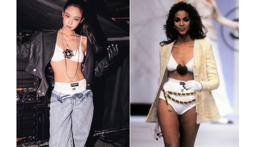 Jennie usando ropa interior Chanel 93