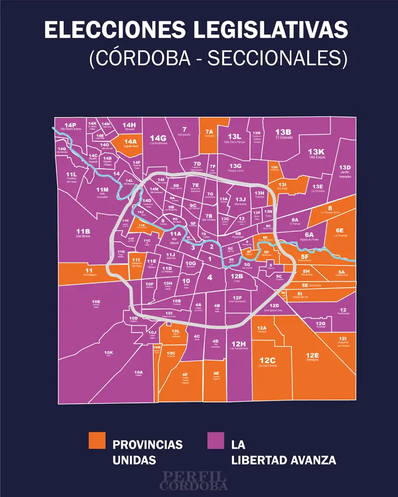 Mapa de las seccionales Córdoba