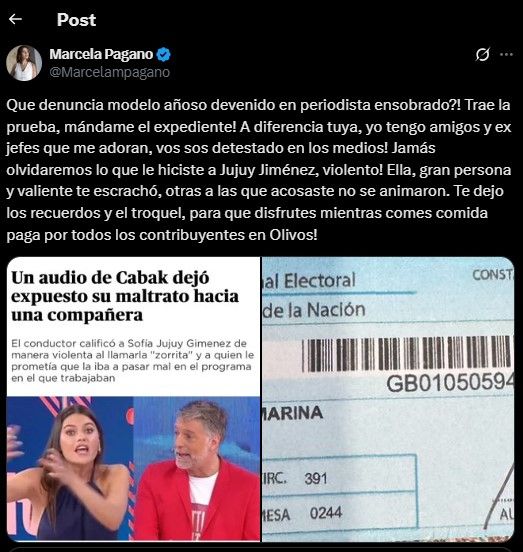 Posteos Marcela Pagano Horacio Cabak