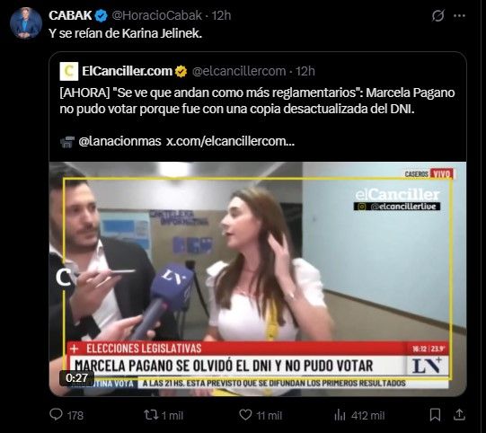Posteos Marcela Pagano y Horacio Cabak