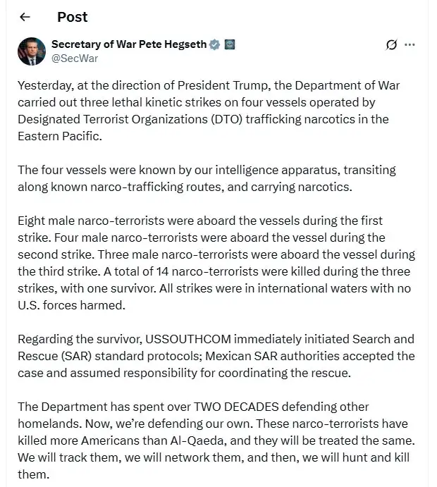 EE.UU. ataca a otras cuatro embarcaciones en el Pacífico