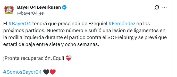 Tweet Bayer lesión de Equi 