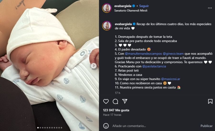 Las primeras imágenes de Faustino, el hijo de Eva Bargiela y Gianluca Simeone