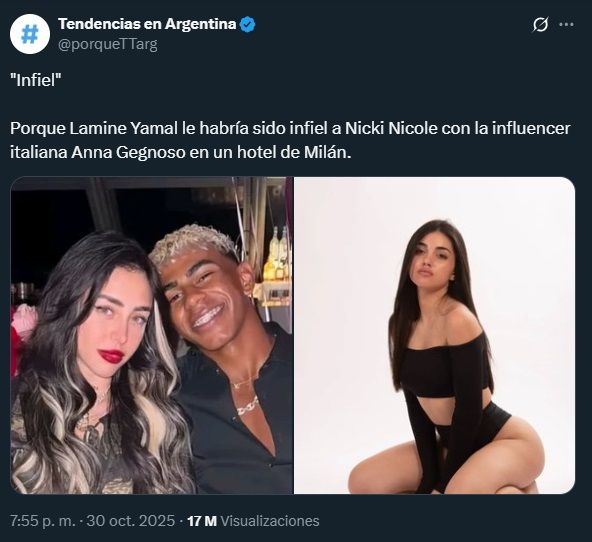 Lamine Yamal le habría sido infiel a Nicki Nicole