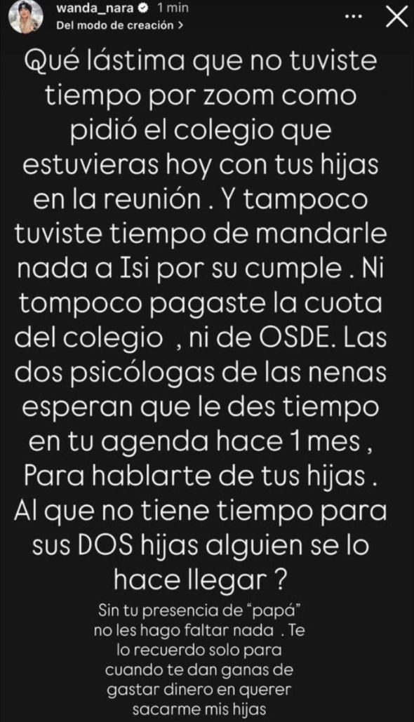 El descargo de Wanda Nara