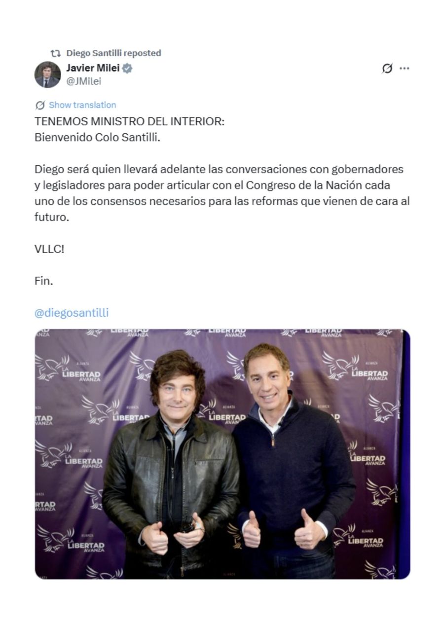 Diego Santilli asumió como nuevo ministro del Interior,