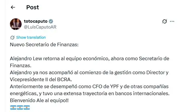 X Luis Caputo 036112025