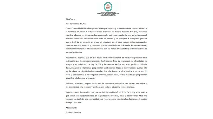 Fuerte polémica en el San Buenaventura por agresión de un alumno a un preceptor