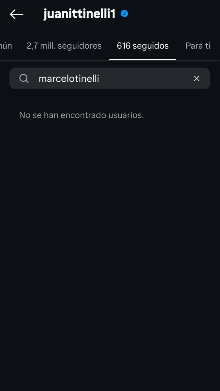 Juanita Tinelli dejó de seguir a su padre Marcelo